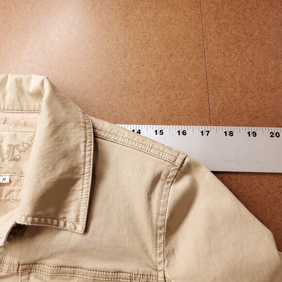 LAL Live A Little Button Front Jacket Women's M Beige Pockets Casual Lightweight - Picture 4 of 10